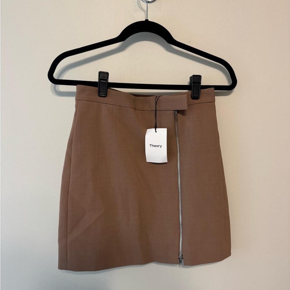 Theory Brown Mini Skirt with Zipper Detail